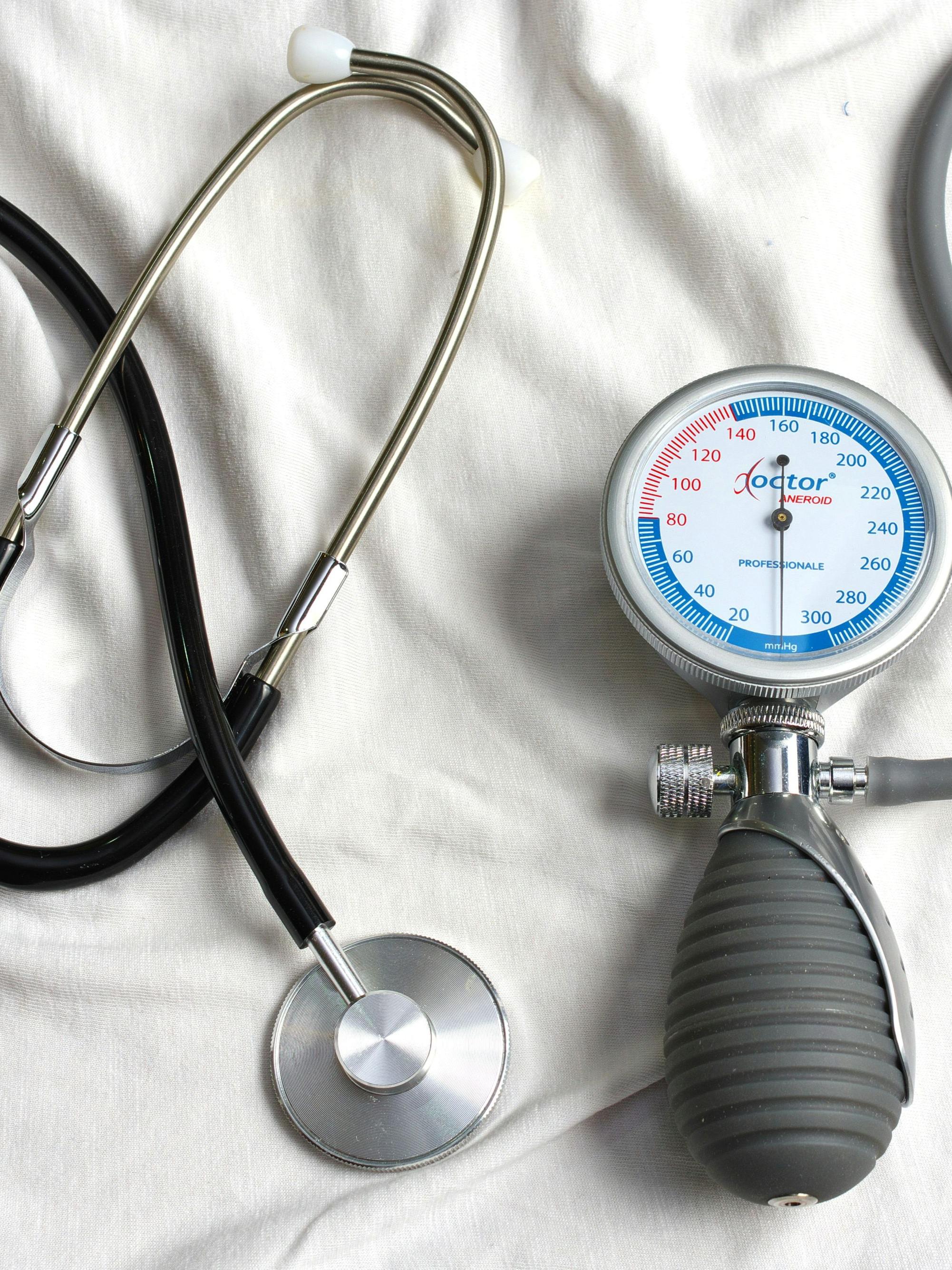 Blood pressure cuff and stethoscope